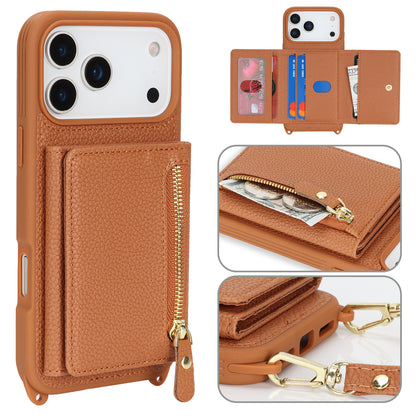 Multifunctional Zipper Coin Purse Phone Case - Crossbody Wallet Case with Card Slots for iPhone