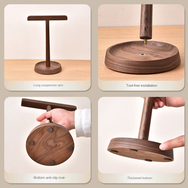 Walnut Wooden Headphone Stand - Real Wood Headphone Holder & Desktop Display Rack