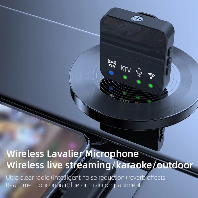 Wireless Lavalier Microphone - 2.4G Noise Reduction Clip-On Mic for Live Streaming & Video Recording