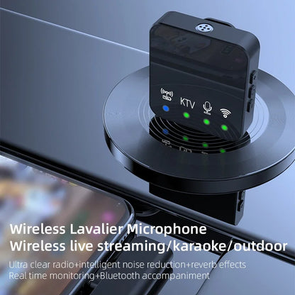Wireless Lavalier Microphone - 2.4G Noise Reduction Clip-On Mic for Live Streaming & Video Recording