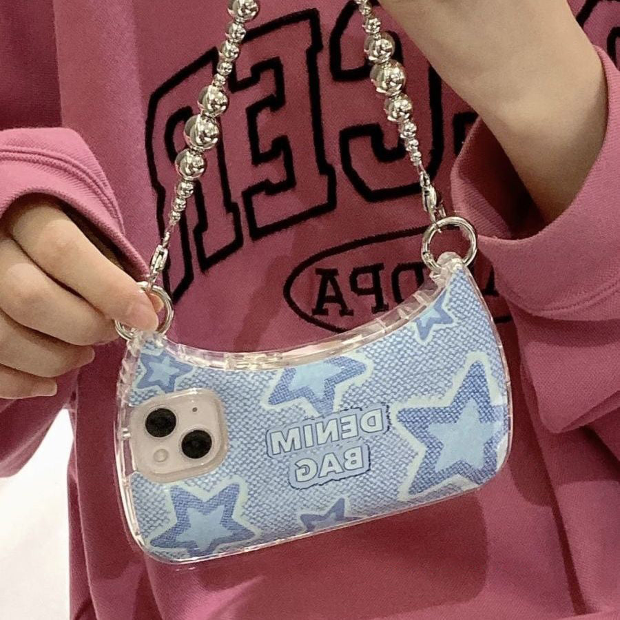 Cute Portable Crescent Bag Phone Case with Chain Strap for iPhone 14 13 12 11 - Soft Protection Cover