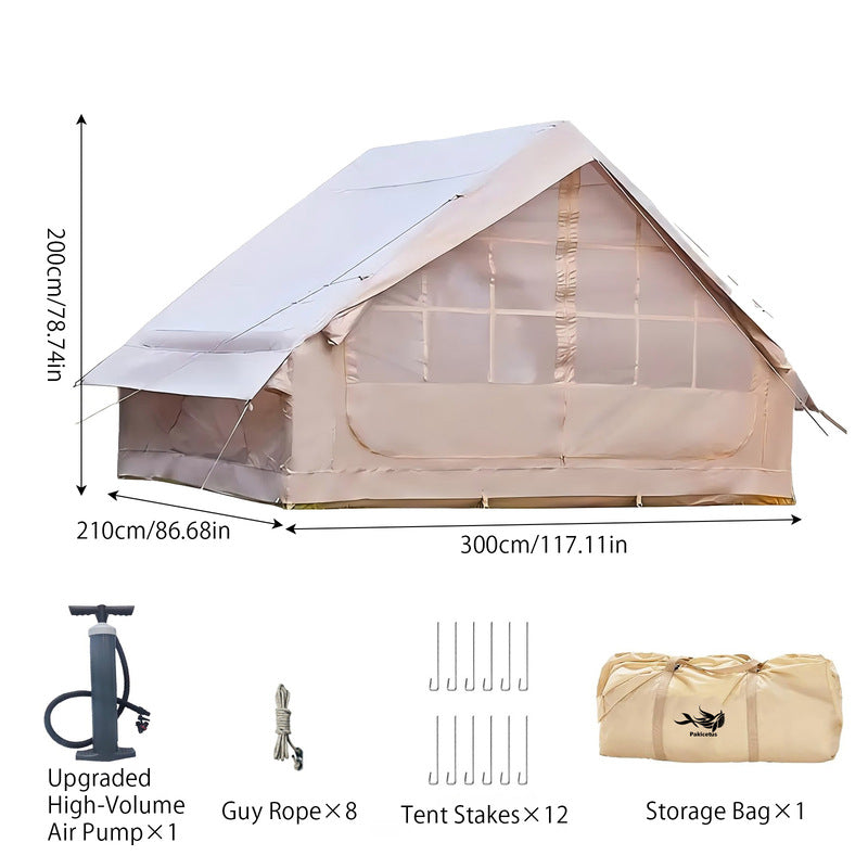 Outdoor Inflatable Air Tent with Extension Canopy - Breathable Mesh House Tent with Air Pump