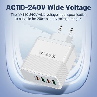 4-in-1 Fast Wall Charger - 2 USB & 2 PD Multi-Port Power Adapter for Smartphones & Tablets