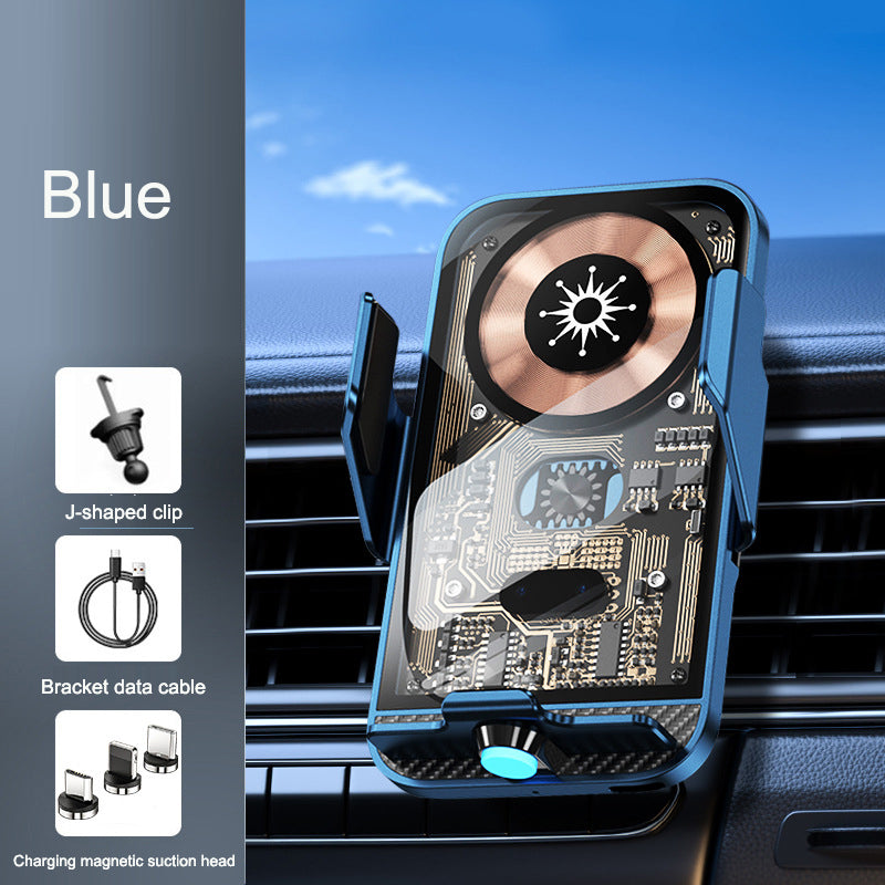 C11 Cyberpunk Transparent Wireless Car Charger Mount - Infrared Auto-Clamping Phone Holder