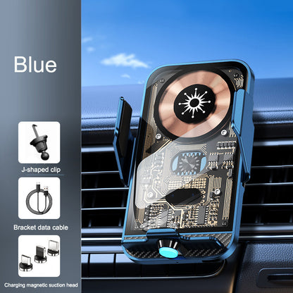 C11 Cyberpunk Transparent Wireless Car Charger Mount - Infrared Auto-Clamping Phone Holder