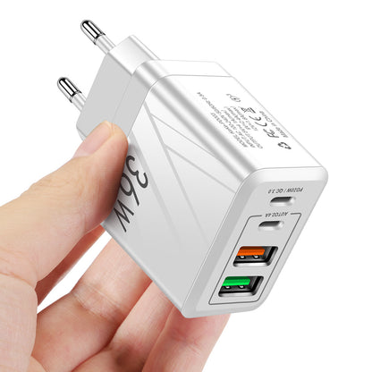Universal 3-Port Fast Wall Charger - PD & QC3.0 Type-C + Dual USB Charging Adapter