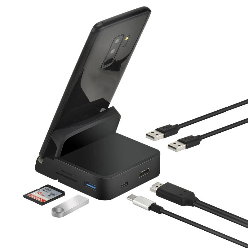 8-in-1 Type-C Hub Docking Station - Phone Stand & HDMI Power Charger Adapter for Samsung & MacBook