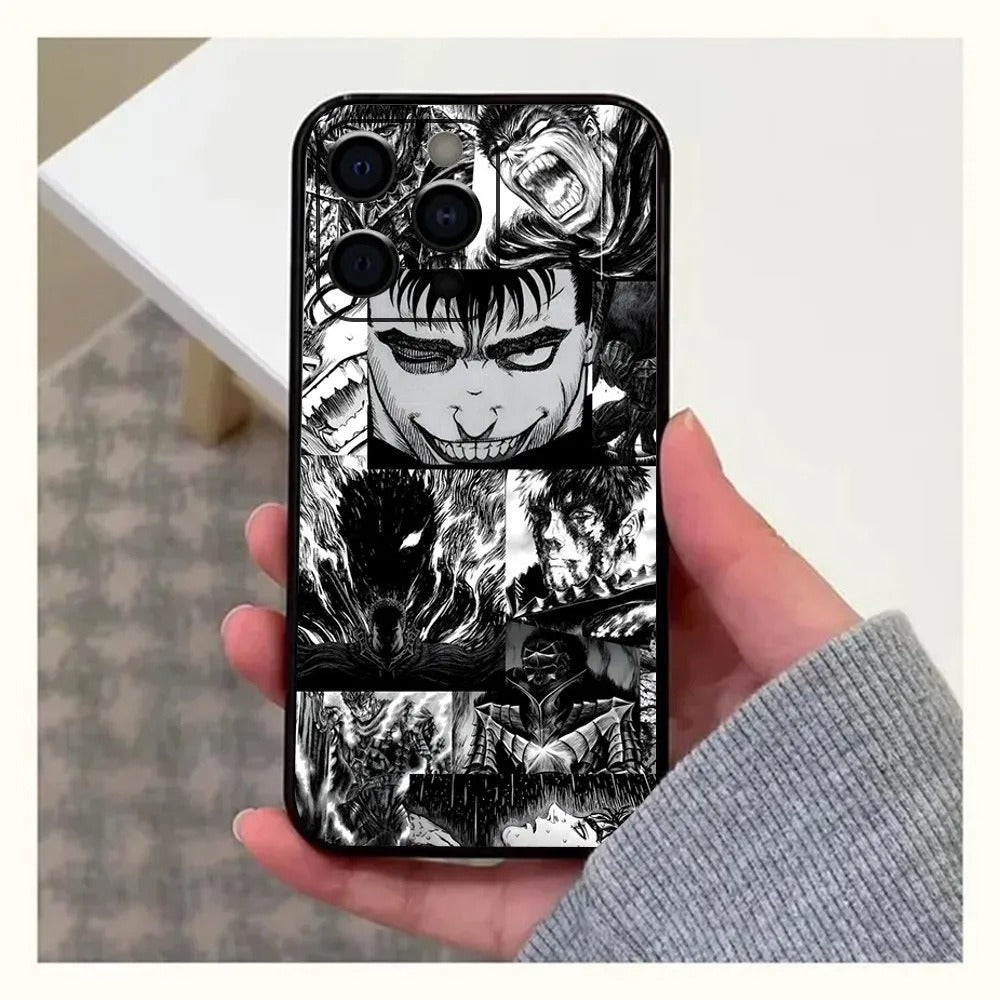 Anime Berserk Guts Black Swordsman Phone Case - Shockproof Soft TPU Protective Cover for iPhone