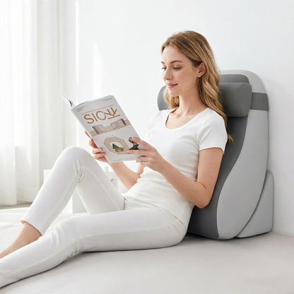 Memory Foam Reading Pillow with Neck Roll - Ergonomic Bed Backrest Support Cushion