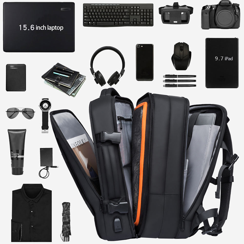 BANGE Men's Large Capacity Expandable Backpack - Waterproof Business, Travel & College Computer Bag