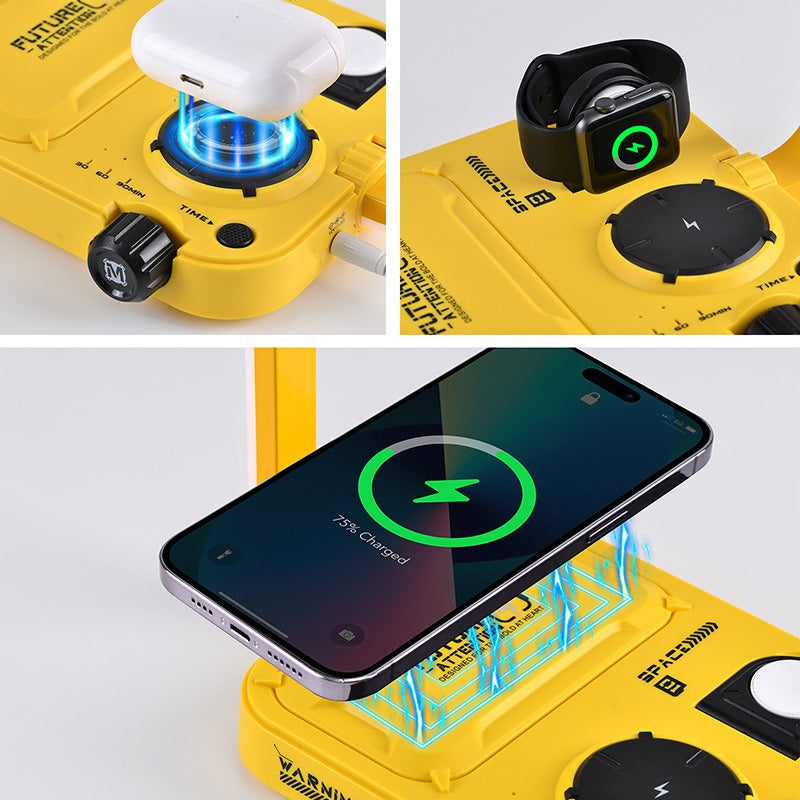 3-in-1 RGB Atmosphere Light Wireless Charging Station for Phone, AirPods & Watch - Modern LED Desk Lamp Dock