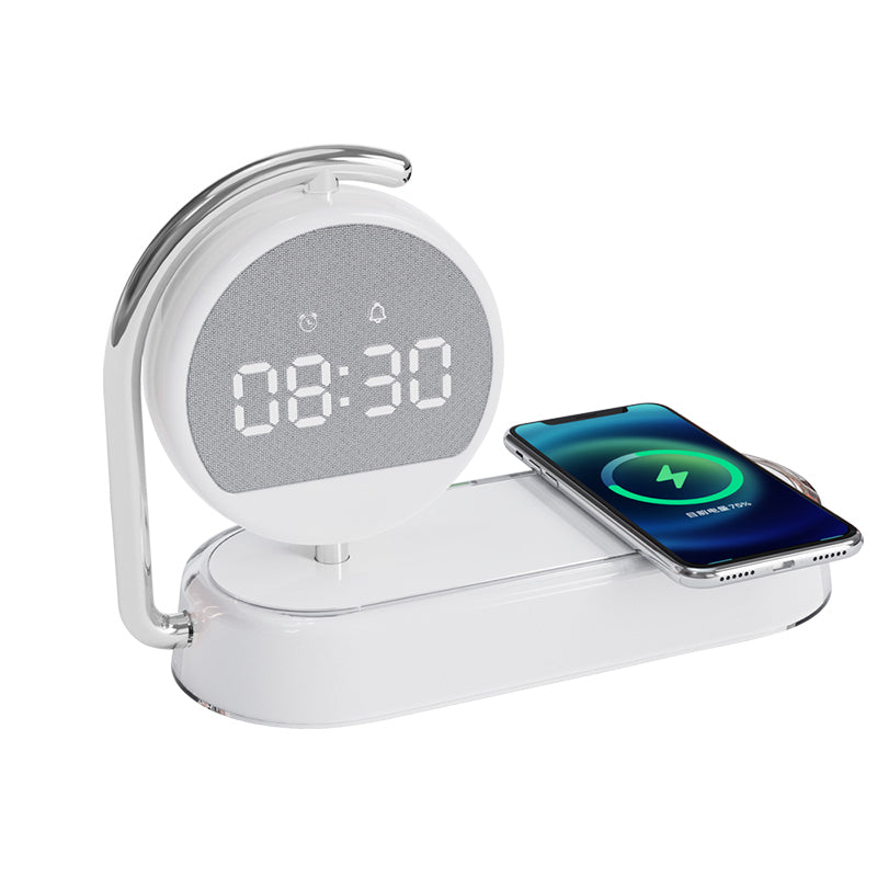 3-in-1 Multifunctional Digital Alarm Clock with Wireless Charger & Night Light - Desktop Charging Station Stand