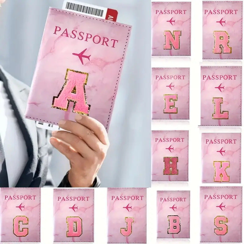 Monogrammed Pink Marble Effect Passport Clip
