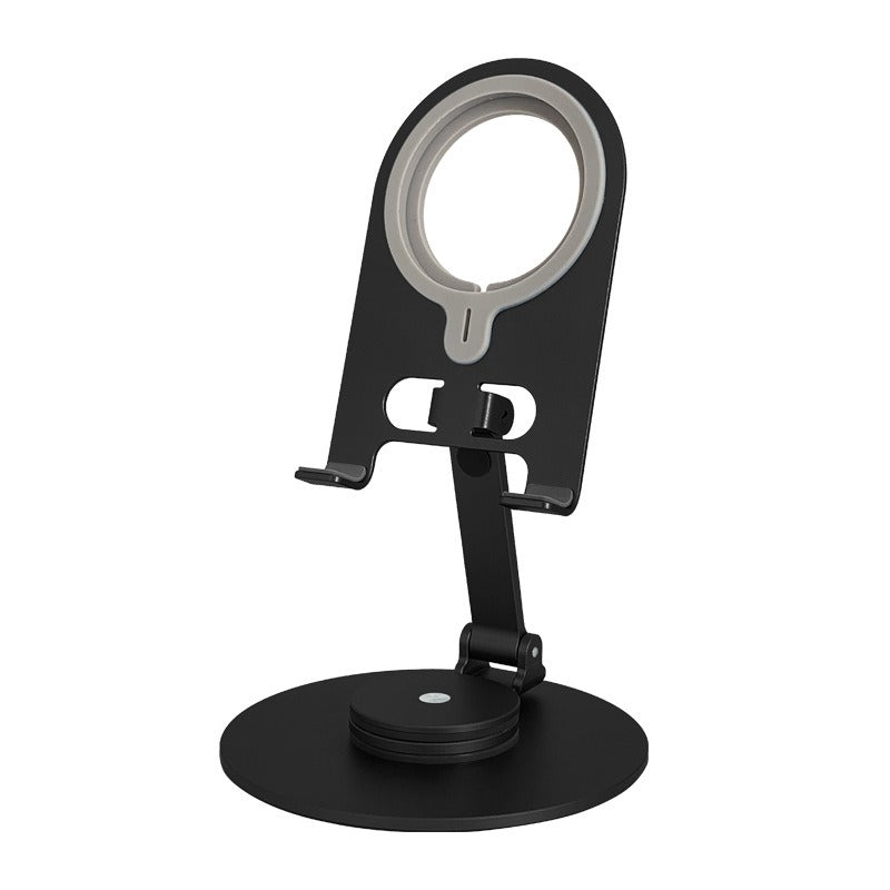Premium Adjustable Desktop Magnetic Phone Holder - Metal Rotating Wireless Charging Stand for iPhone