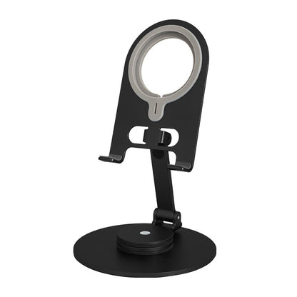 Premium Adjustable Desktop Magnetic Phone Holder - Metal Rotating Wireless Charging Stand for iPhone