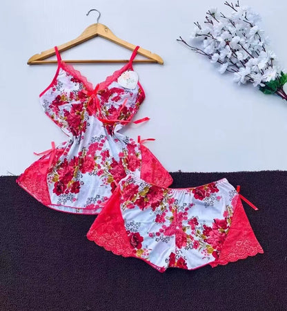 Fashionable V-Neck Strap Nightwear - 2-Piece Summer Sleepwear Set for Women