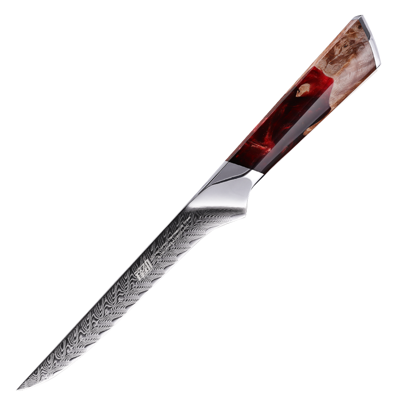 Fengjin Yaoying Series Boning Knife with Damascus Pattern and Resin Handle