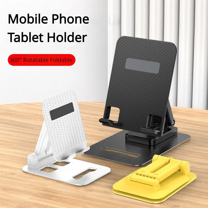 Metal Enlarged 360° Rotating Phone & Tablet Stand - Foldable Desktop Support Bracket