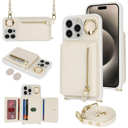 Multifunctional Zipper Coin Purse Phone Case - Crossbody Wallet Case with Card Slots for iPhone