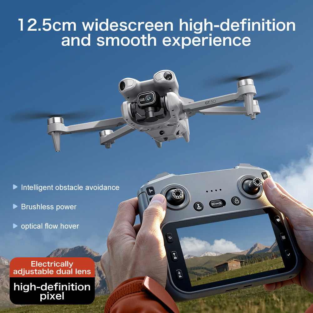 T5C Pro RC Quadcopter - 12.5cm Extra-Large Screen Remote Control Drone with Optical Flow & Brushless Motor