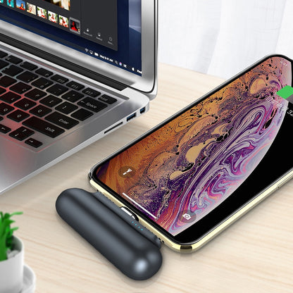 2600mAh Mini Magnetic Capsule Power Bank - Ultra-Compact Emergency Battery Pack with Interchangeable Plugs