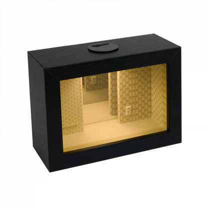 LED Abyss Mirror Display Case - Wooden Infinity Shadow Box for Mini Figures