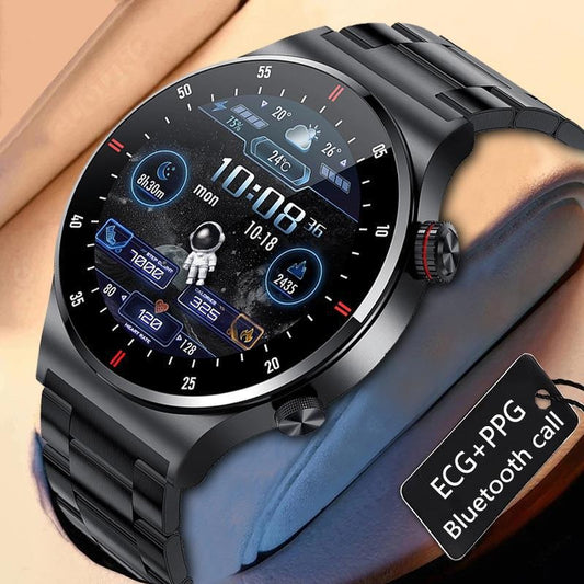 QW33 Sports Smartwatch with Music Player - Stainless Steel Pedometer Watch for Men