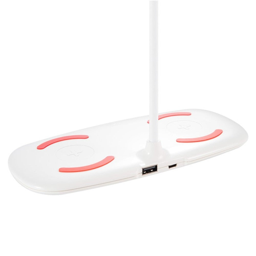 Folding LED Desk Lamp with Wireless Phone Charger - Smart Touch Control Reading Table Lamp & Night Light