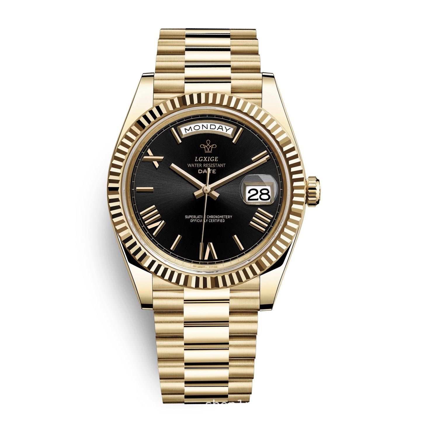 Luxury Gold-Tone Business Watch - Elegant Calendar Wristwatch for Men
