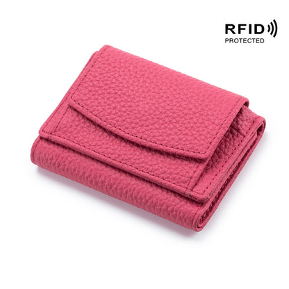 Women's Japanese Style Genuine Leather RFID Protected Mini Coin Wallet (Short)