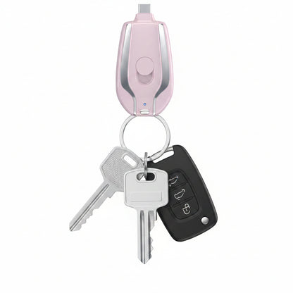 Mini Keychain Power Bank 1500mAh - Portable Ultra-Compact Emergency Battery Charger with Carabiner Clip