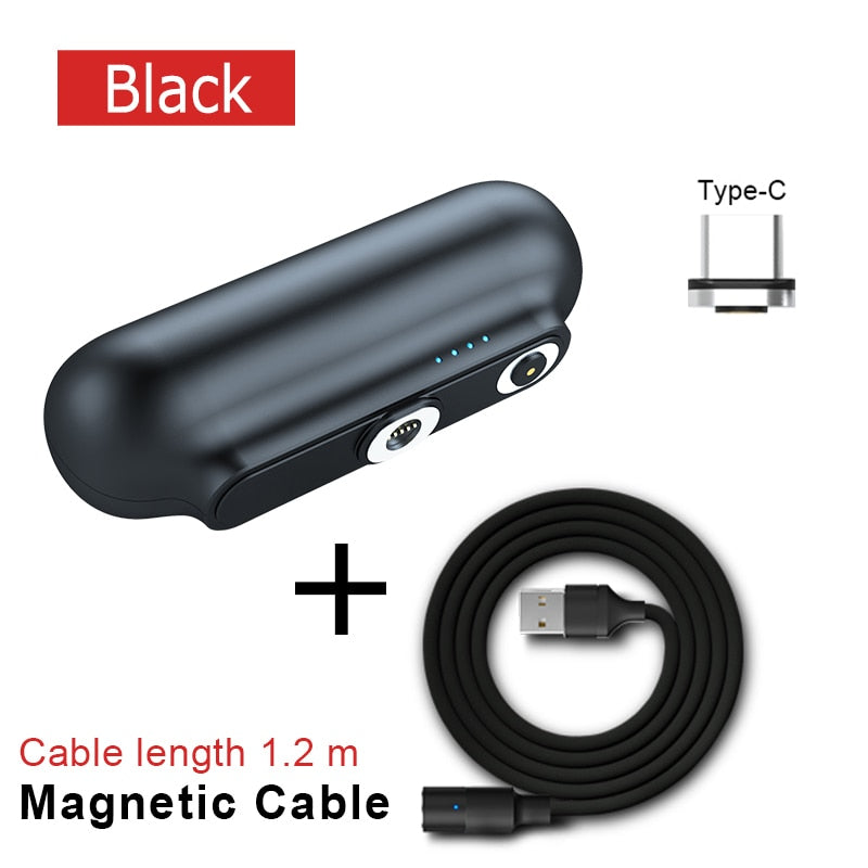 2600mAh Mini Magnetic Capsule Power Bank - Ultra-Compact Emergency Battery Pack with Interchangeable Plugs