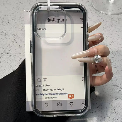 2-in-1 Solid Color Border Transparent Phone Case - Anti-Drop Clear Soft Cover for iPhone