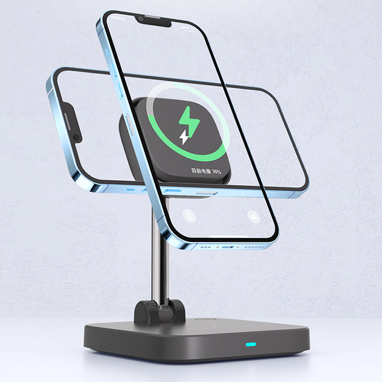 3-in-1 Magnetic Wireless Charger with Cooling Fan - Fast Charging Station Stand for iPhone, Watch & Earphones