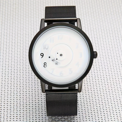 Trendy Pointerless Concept Watch with Stainless Steel Mesh Strap
