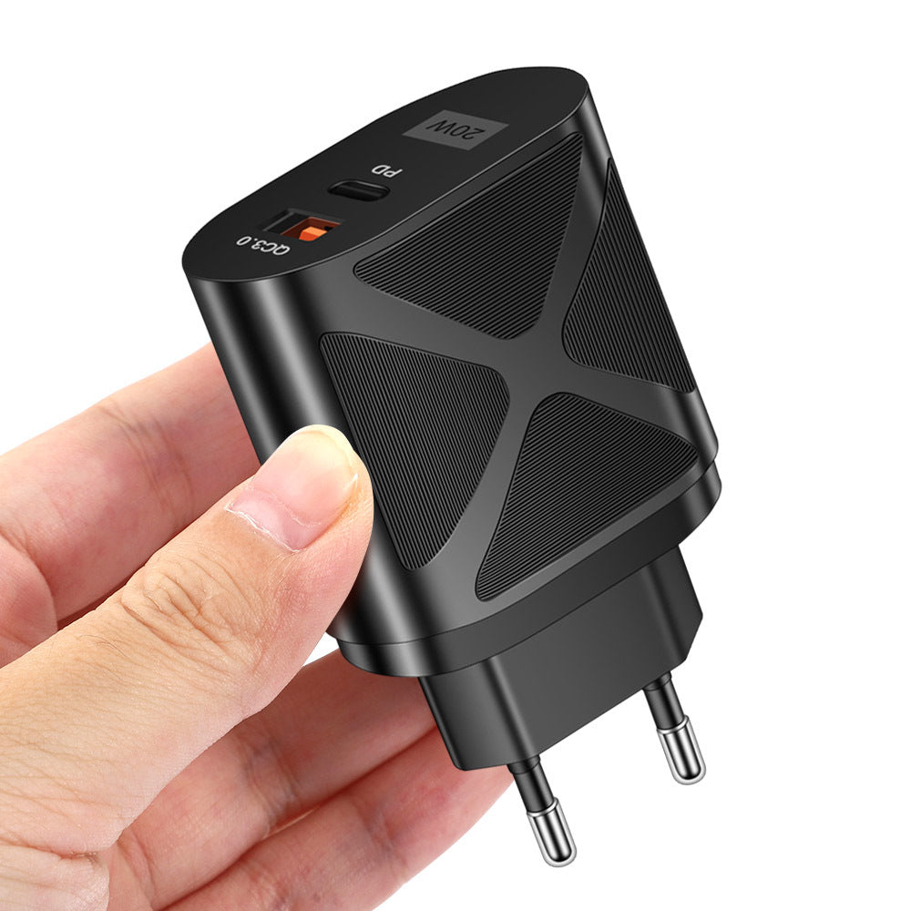 20W PD & QC3.0 Dual-Port Fast Wall Charger - LED Luminous Mobile Phone Charging Head