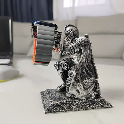 Medieval Knight Smartwatch Charging Stand - Creative Resin Watch Display Holder Dock for Apple Watch & Samsung Galaxy Watch