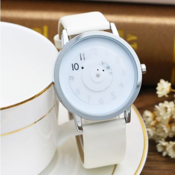 Trendy Pointerless Concept Watch with Stainless Steel Mesh Strap