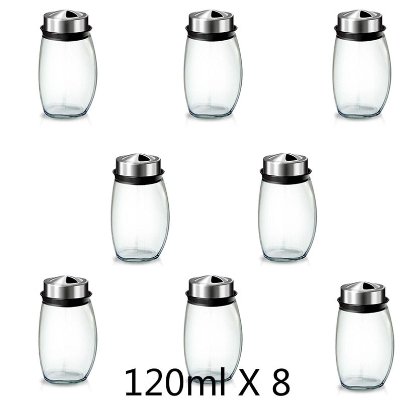 ASLESY Rotating Spice Rack Set with Cruet Condiment Seasoning Jars