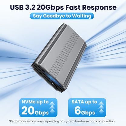 USB 3.1 Dual-Protocol Solid State Drive Enclosure - Tool-Free Type-C NVMe/NGFF Hard Drive Box