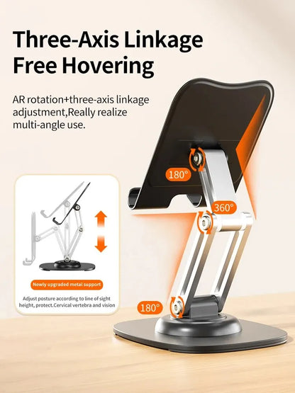 360° Rotating Aluminum Phone & Tablet Stand - Multi-Function Folding Lazy Desktop Support