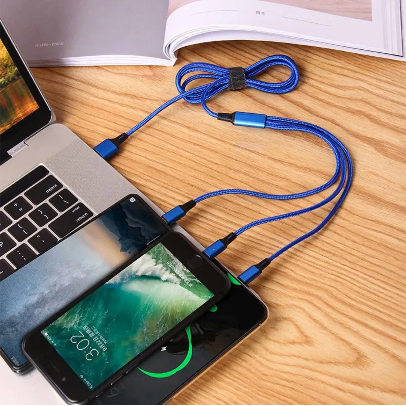 Universal 3-in-1 Charging Cable - 1.2M Multi-Device Fast Charger Cord for iPhone & Android