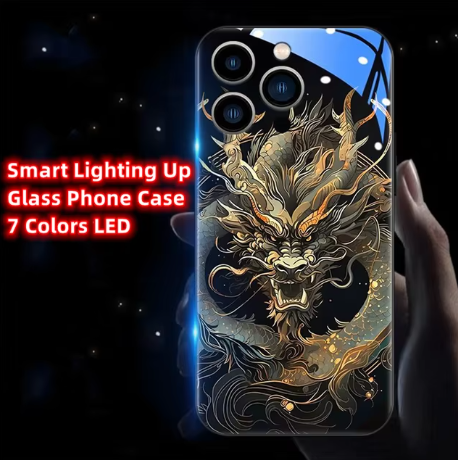 Golden Dragon Art Glass Phone Case - Traditional Chinese Chic Zhaocai Phone Cover