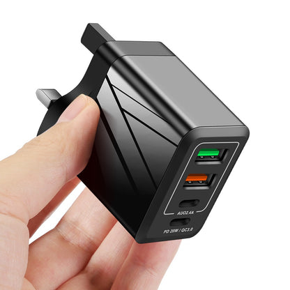 Universal 3-Port Fast Wall Charger - PD & QC3.0 Type-C + Dual USB Charging Adapter