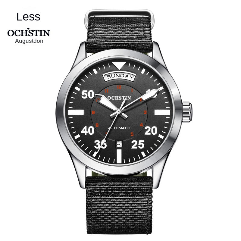 Luxury Automatic Men's Watch - Water-Resistant Mechanical Wristwatch with Nylon Strap