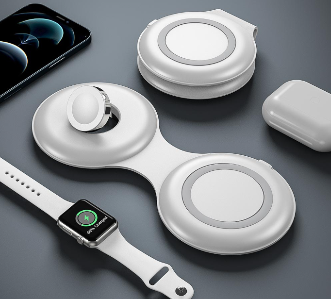 3-in-1 Magnetic Foldable Wireless Charging Pad for iPhone, Apple Watch & AirPods - Portable Travel Charger