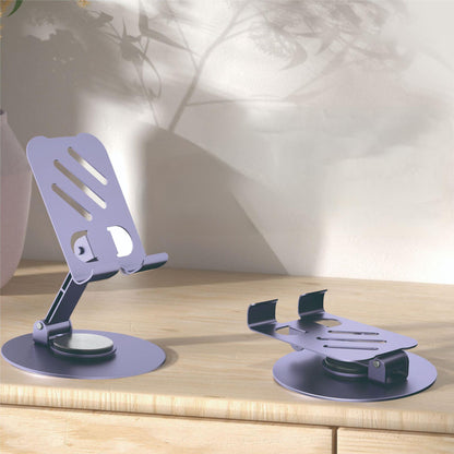 360 Rotating Aluminum Alloy Desktop Phone Stand - Foldable Metal Stand Holder for Smartphones & Tablets