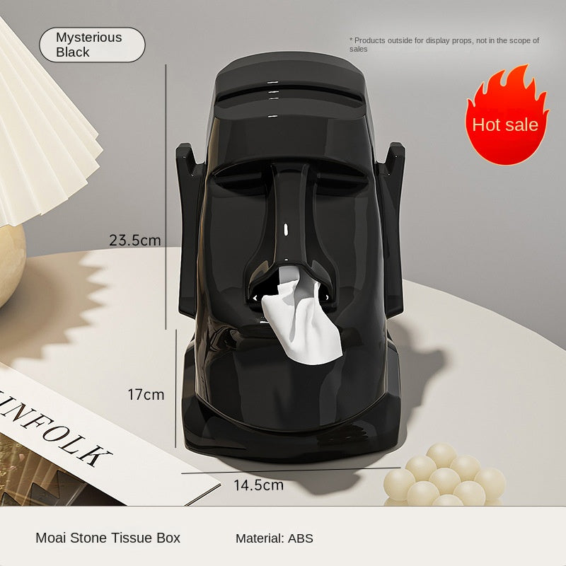 Creative Easter Island Statue Tissue Box - Multifunctional Living Room and Desk Headphone Stand Holder