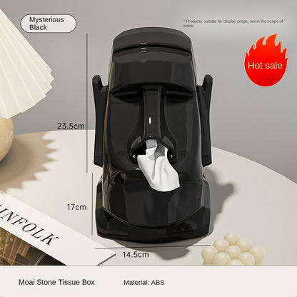 Creative Easter Island Statue Tissue Box - Multifunctional Living Room and Desk Headphone Stand Holder