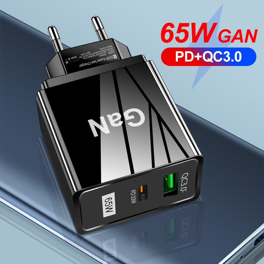 65W GaN Fast Wall Charger - Type-C Gallium Nitride Charging Head Adapter